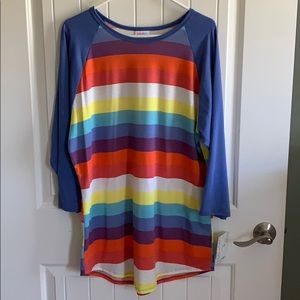 LuLaRoe Randy T periwinkle stripe size 2XL NWT
